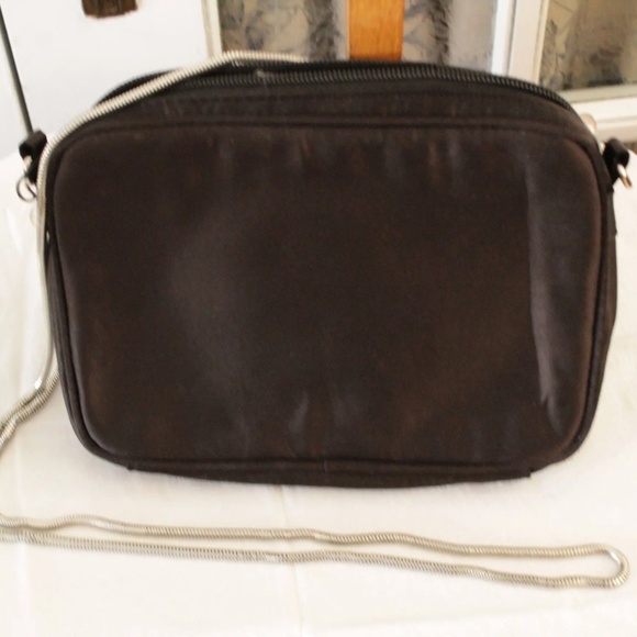 Steve Madden Y2K Black Satin Rosette Chainlink Strap Purse - Picture 2 of 4